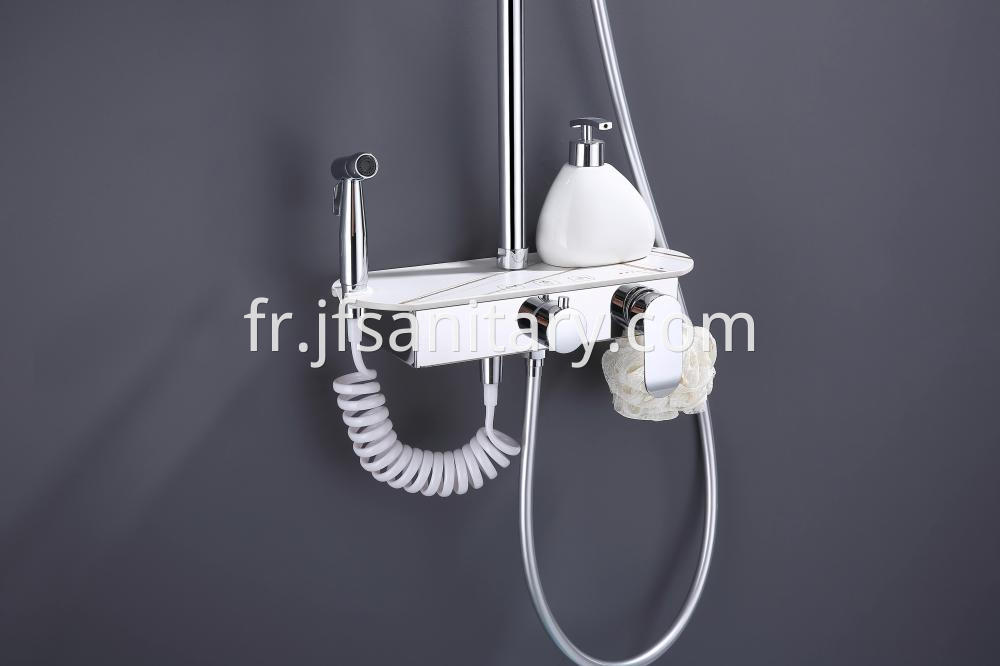 White Marble Shower Set With Sprayer